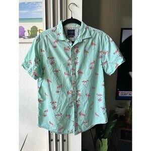 Denim and flower mens button down‎ shirt size M EUC